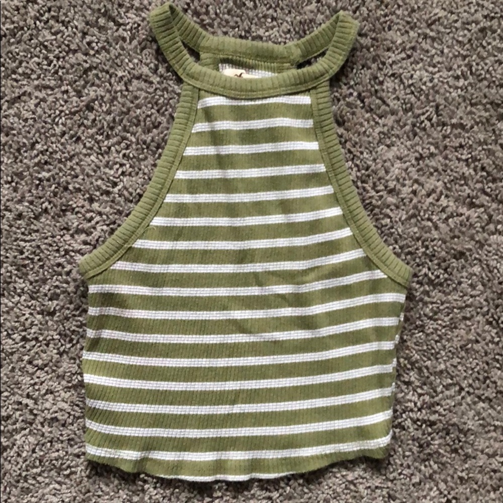 Green/white striped crop top